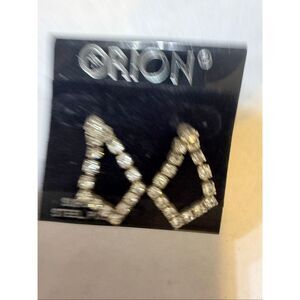 Orion Women's Silver Surgical Steel Posts Rhinestone Post Dangle Earrings NWT